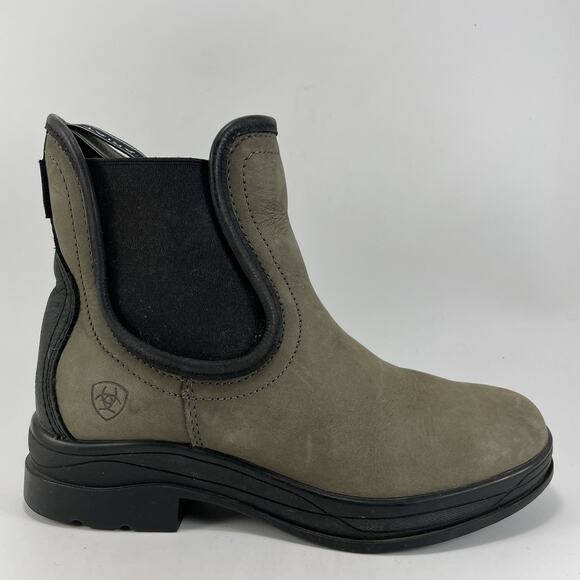 Ariat Keswick H20 Gray Leather Pull-On Booties Chelsea Boots Womens Size 6 B - Picture 1 of 11